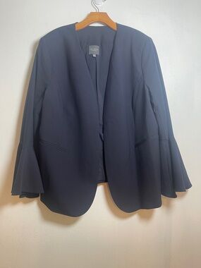 The Limited  Collection Navy Open-Front Blazer with Fluted Sleeves Sz: 20W